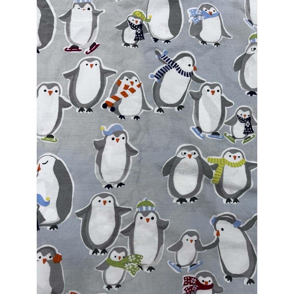 2 POTTERY BARN KIDS PENGUIN PILLOWCASE STANDARD LIGHT BLUE winter holiday